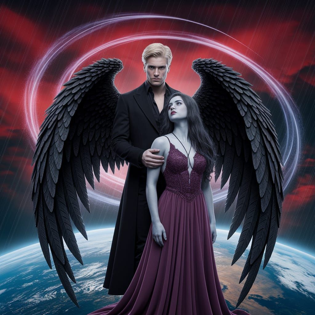 Dark Angel Protects Breathtaking Demoness Lilith Under Crims...