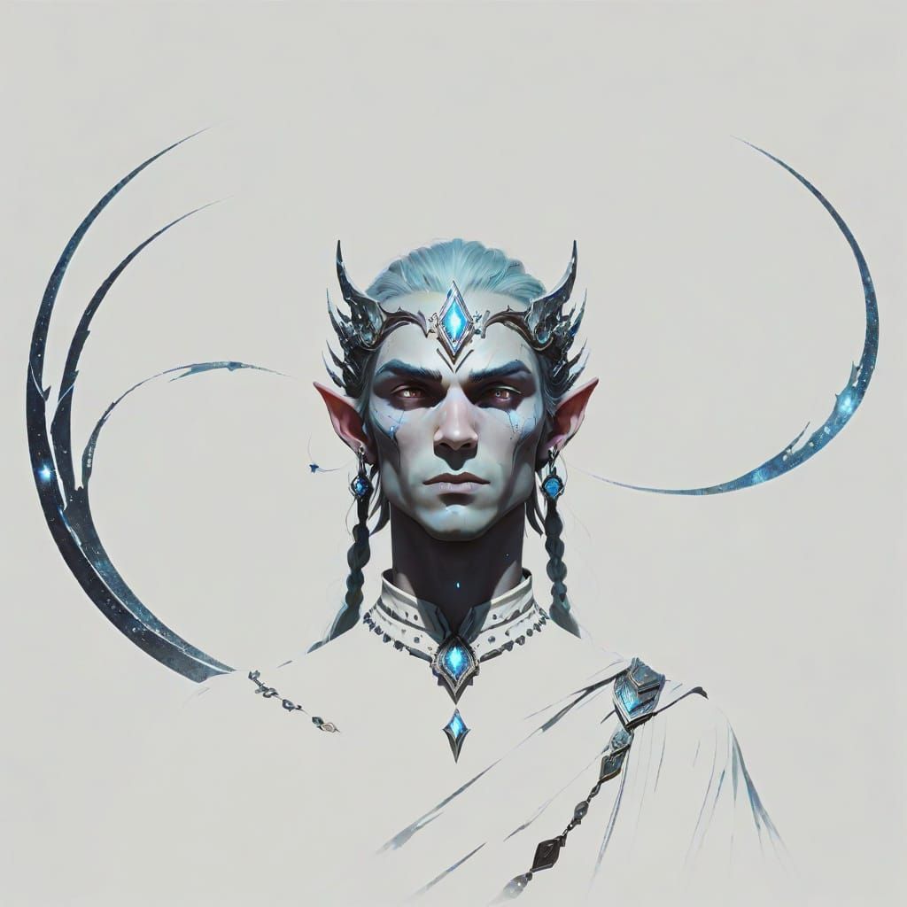 Elf Hero in Cosmic Landscape with Glowing GPS Symbol