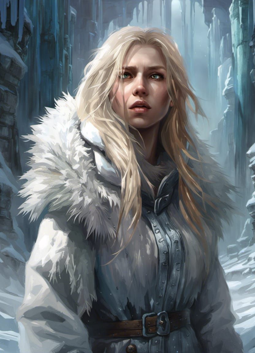 Woman Lost in Frozen Ice Maze