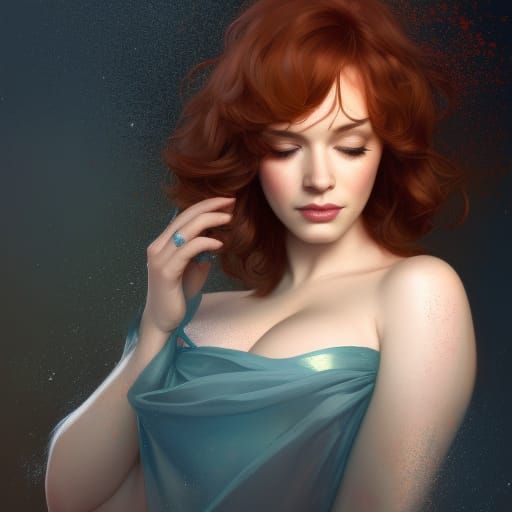 Christina Hendricks Portrait in Art Nouveau Style