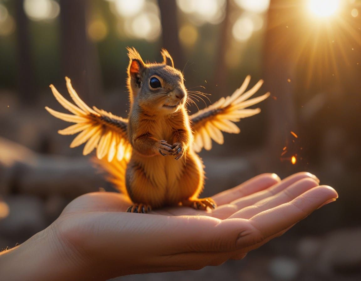 Ethereal Phoenix Squirrel Descends in Cinematic Glory