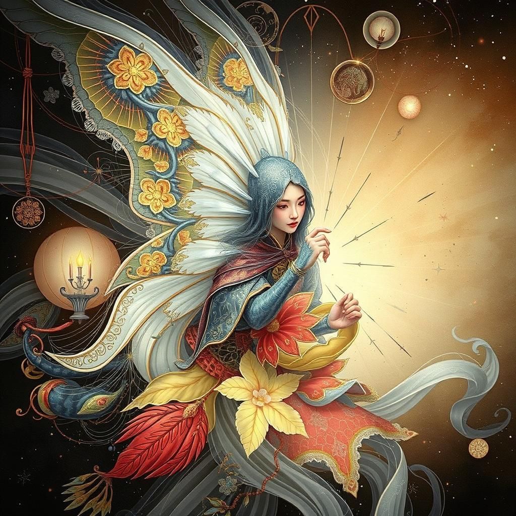 Fairytale Scene with Intricate Carvings in Vivid Colors