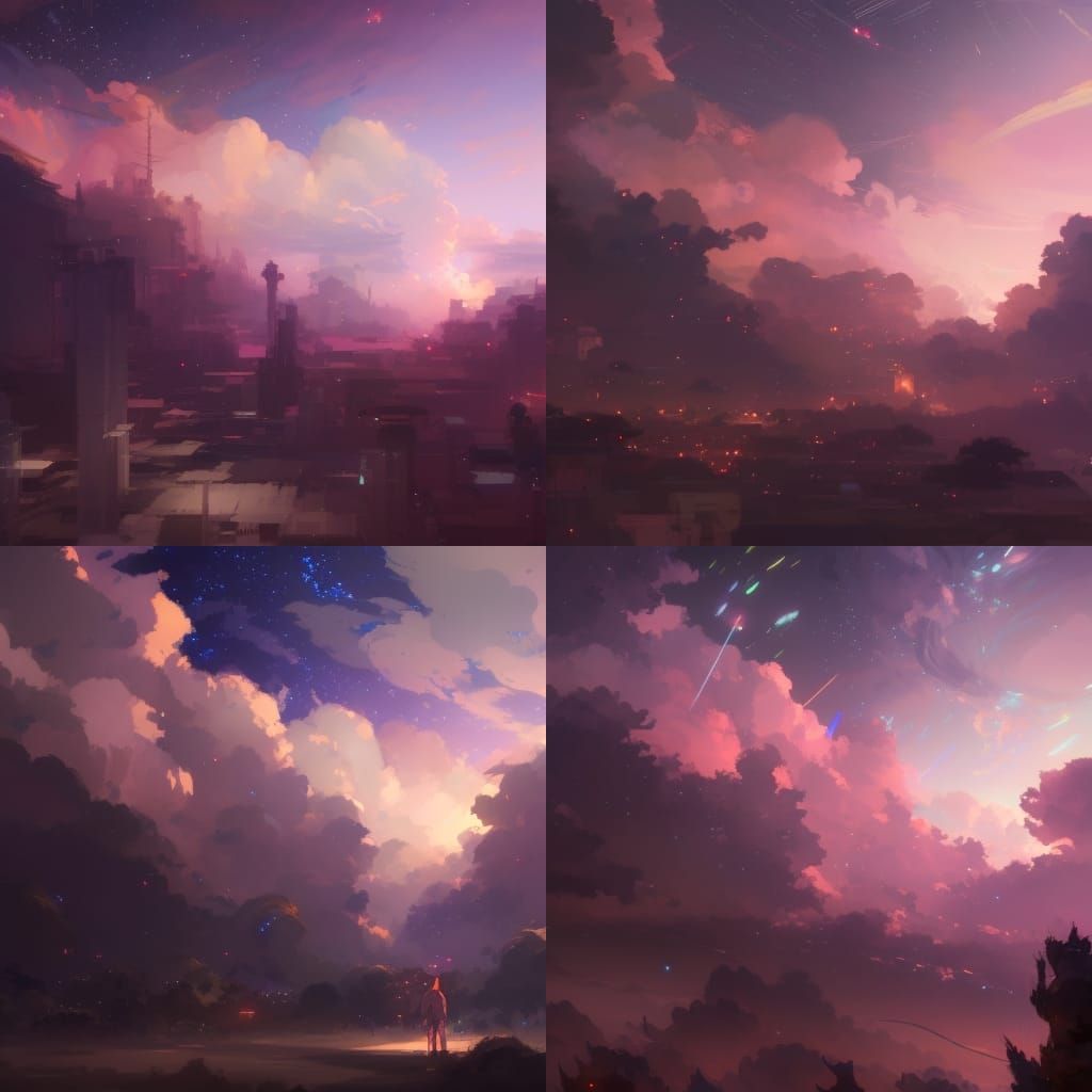 Epic Night Sky with Shining Stars, Anime Art