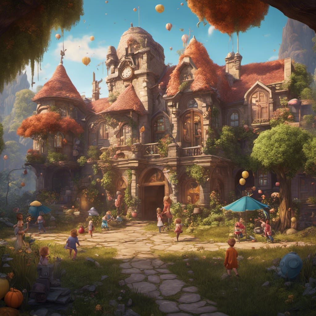 Kindergarten Teacher and Students: Fantasy Concept Art