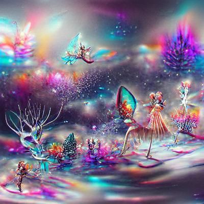 Whimsical Fairy Wonderland: Cosmic Illustration