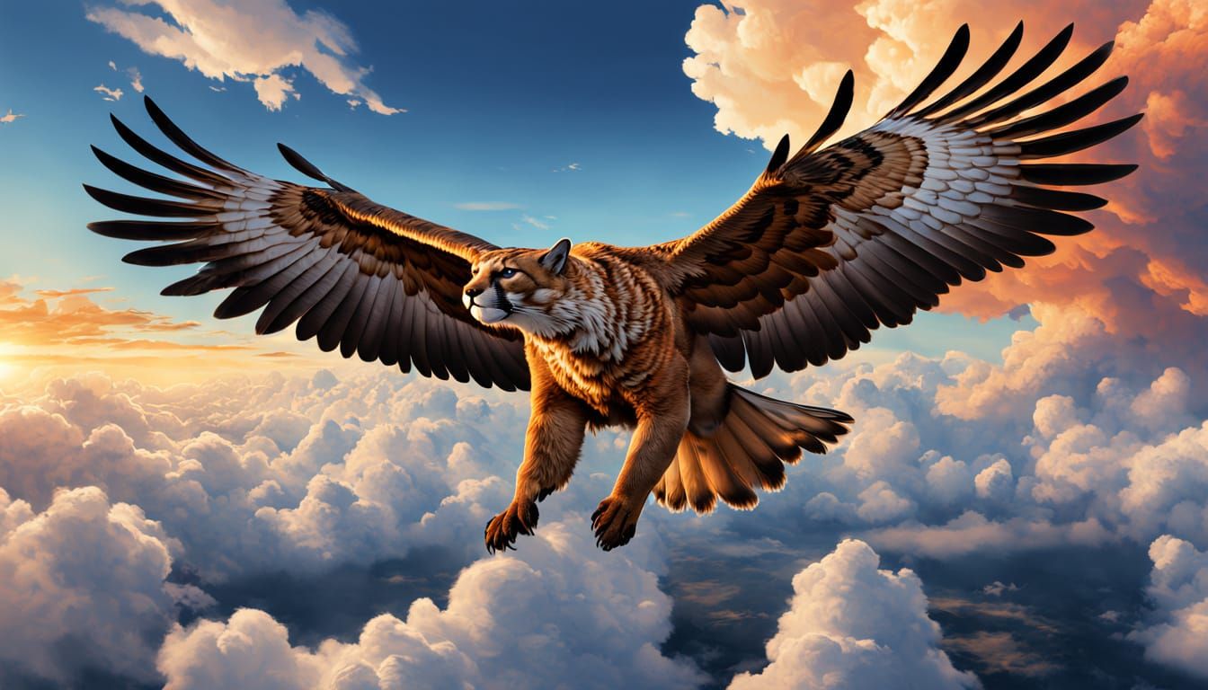 Cyberpunk-Inspired Eagle in Flight