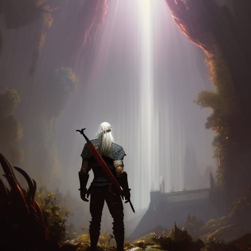Witcher's Divine Meeting: Dark Fantasy Concept Art
