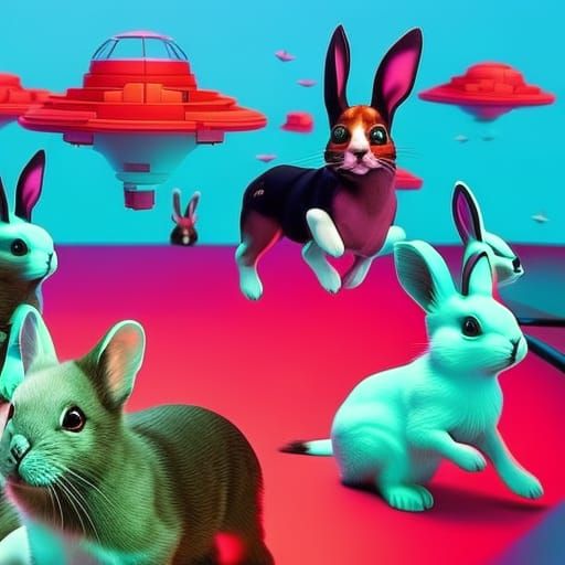 Neon Cyberpunk Animals Fly From Computer Screen