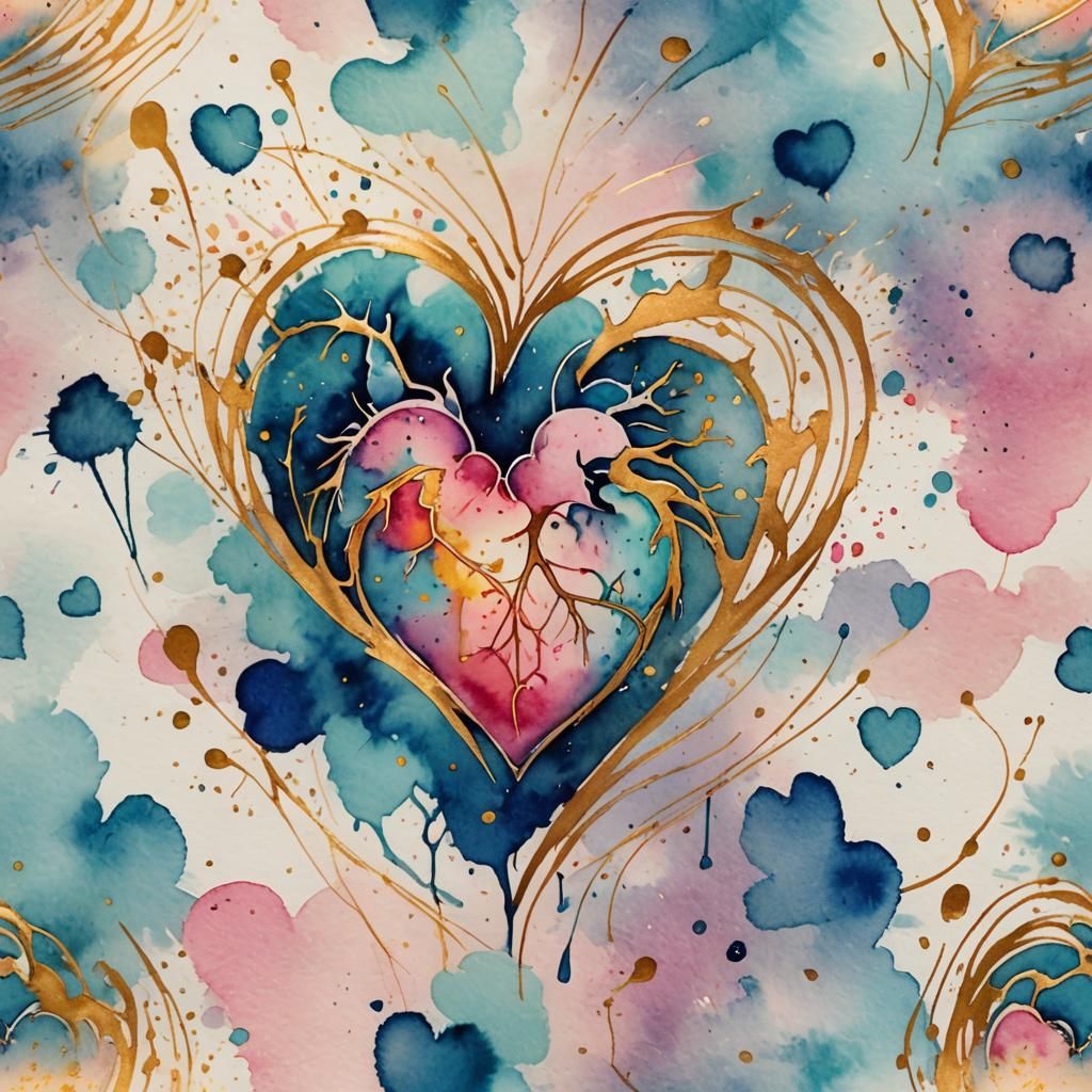 Watercolor Heart Tattoo Art with Splatter