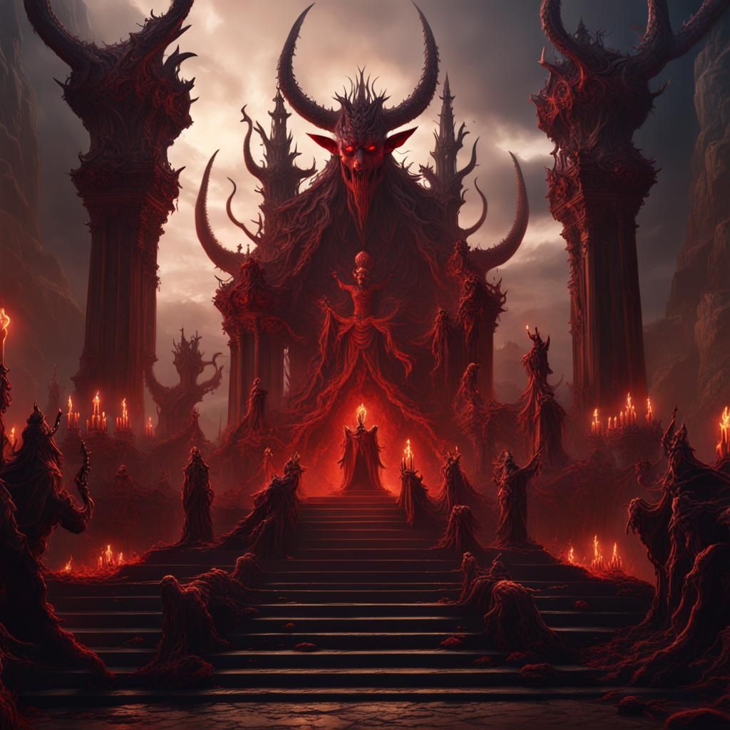 Demonic Altar for Satan Worship in Detailed Matte Painting