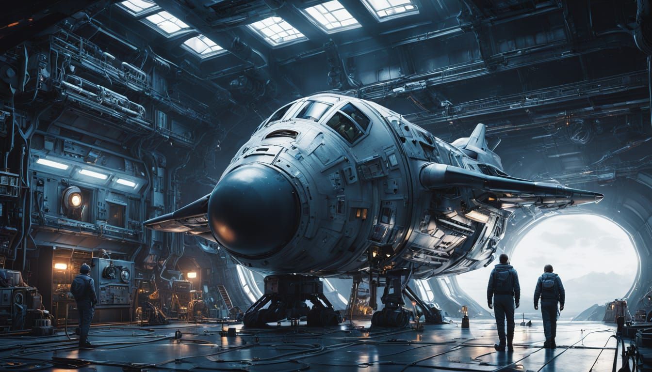 Veteran Mechanic Prepares Interstellar Fighter for Takeoff