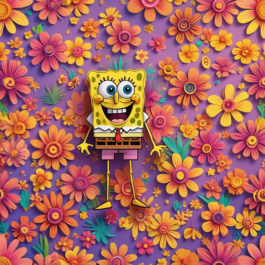 Spongebob in Hawaiian Bikini: Pixar-Inspired 3D Animation