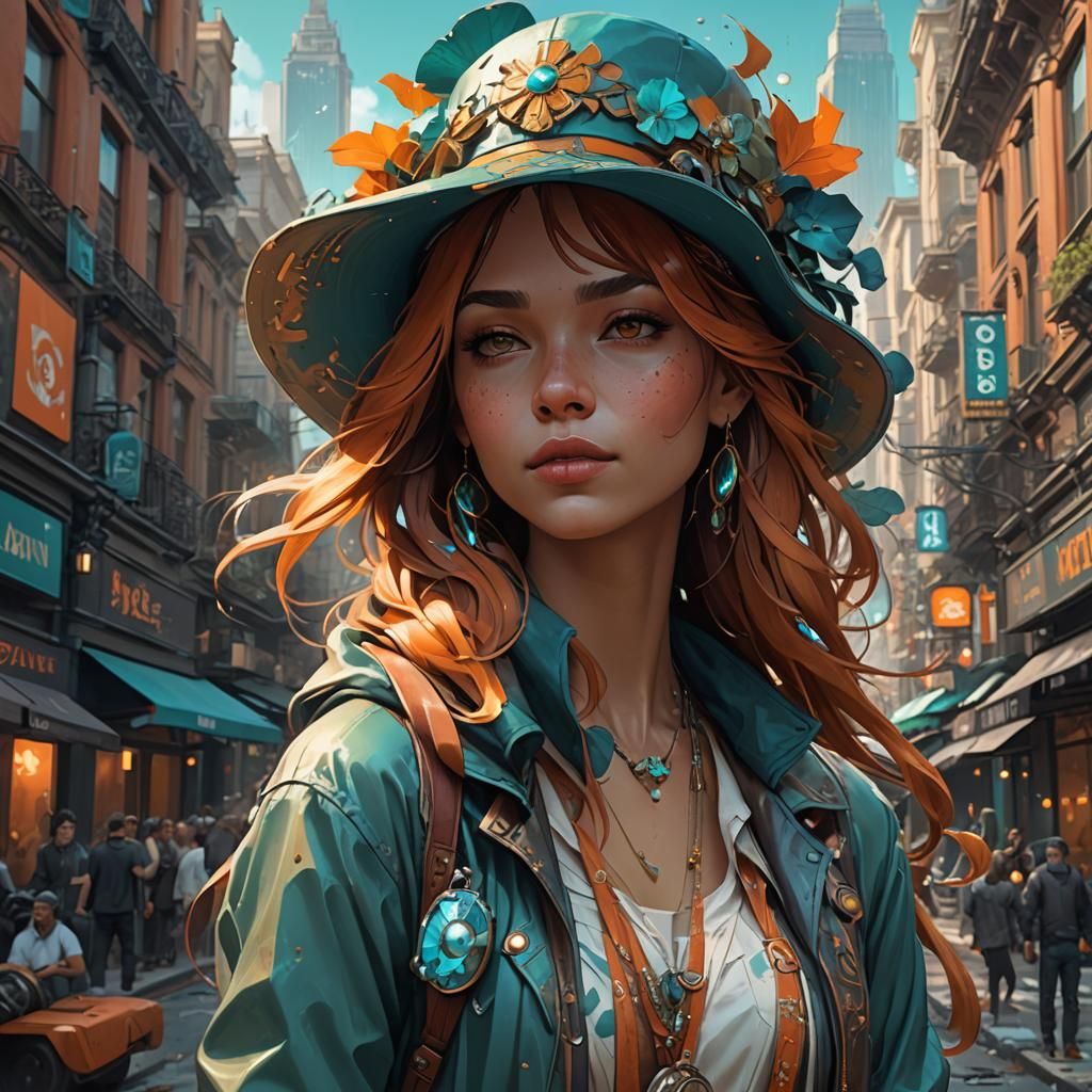 Girl wearing a soho hat