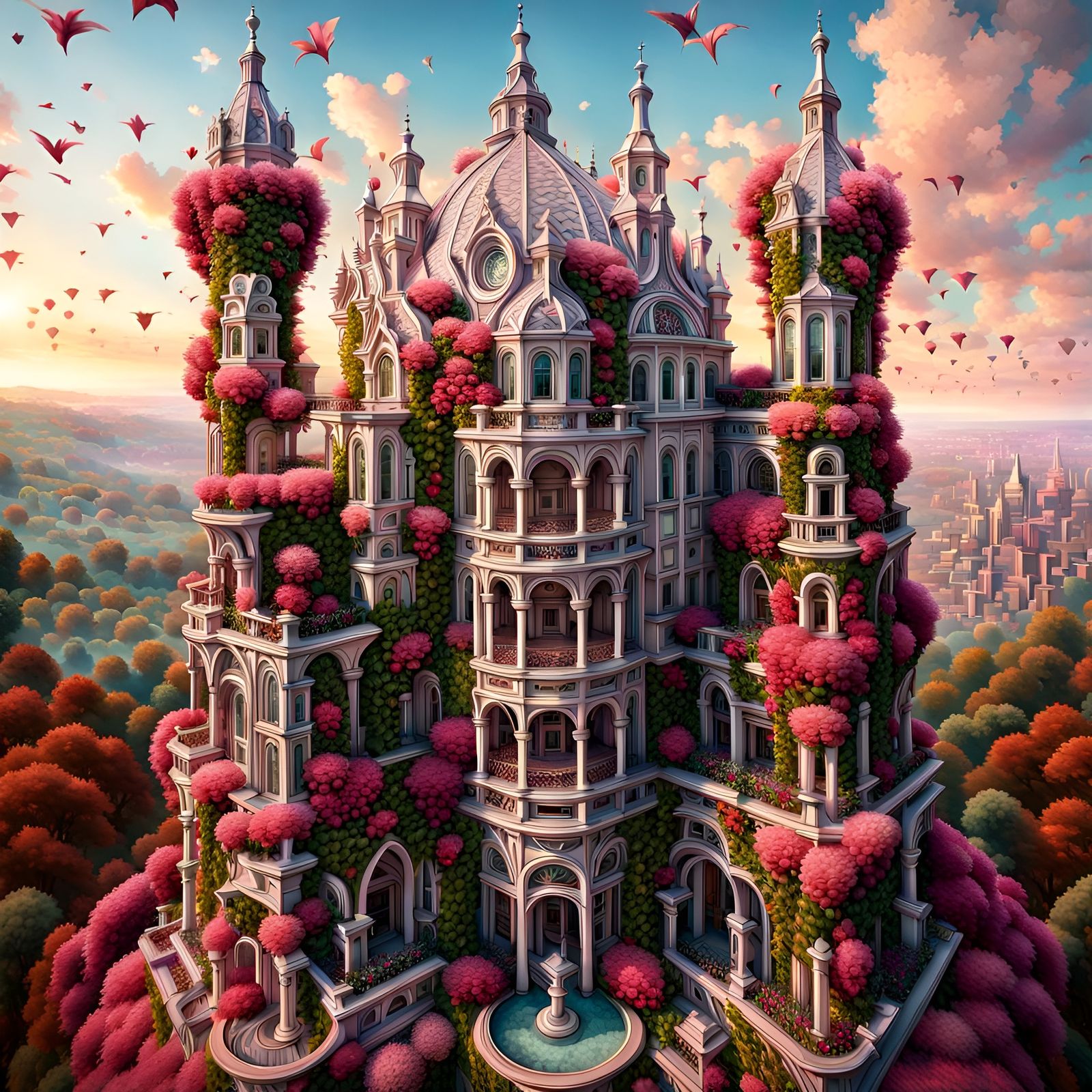 Baroque Geometric Structures with Roses and Vines