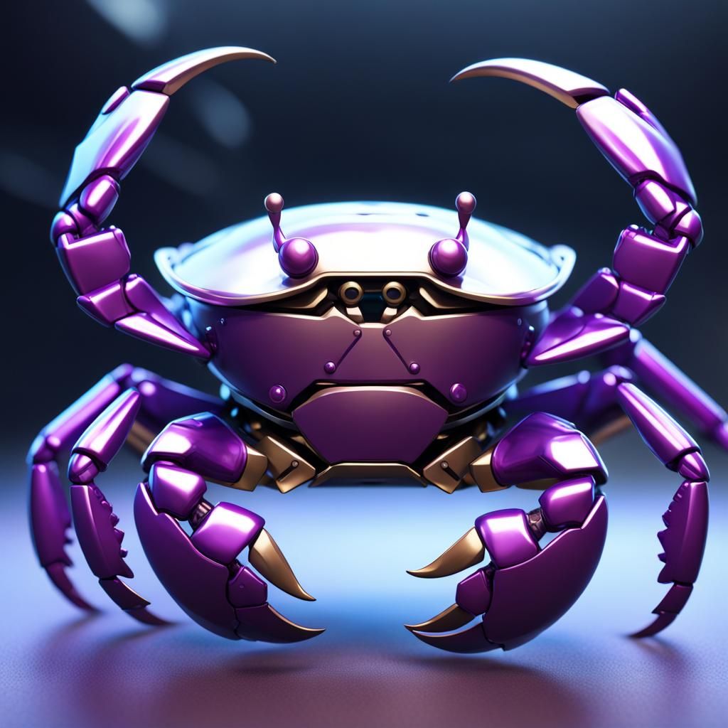 Metallic Chef Crab Portrait in Hyperdetailed Style