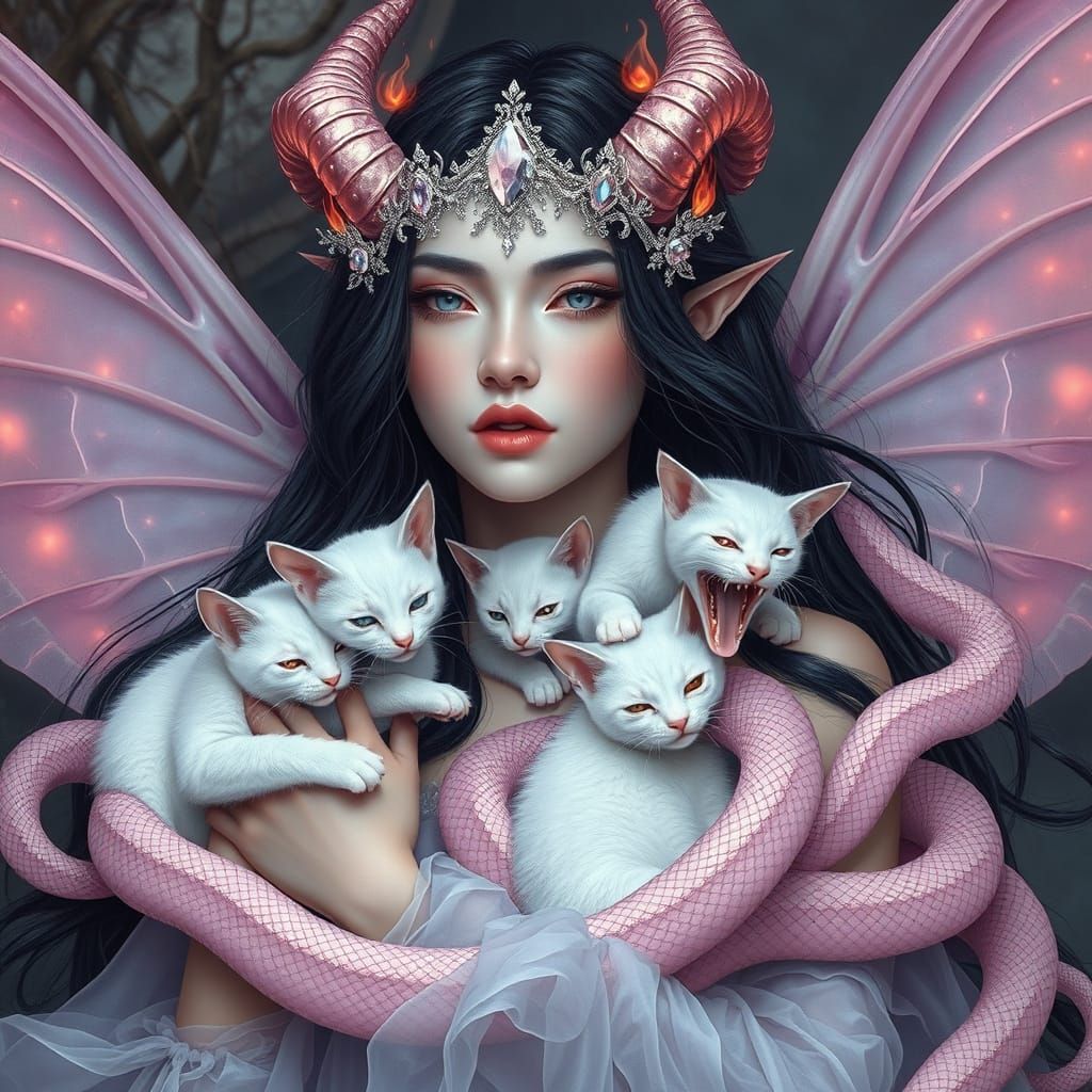 Mystical Woman with Snakes and Butterflies: Matte Painting