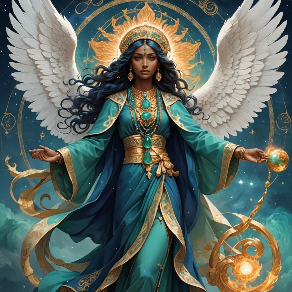 Guardian Angel of Aries with Jade Jewels