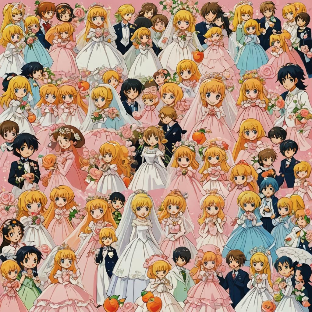 Anime Style Wedding Peach Multilanguage Comparison