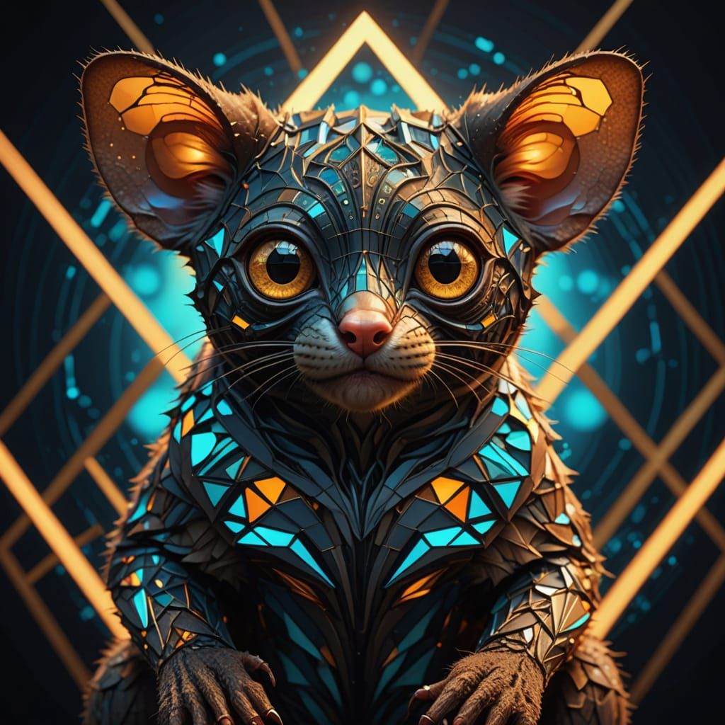 Surreal Geometric Portrait in Vibrant Light