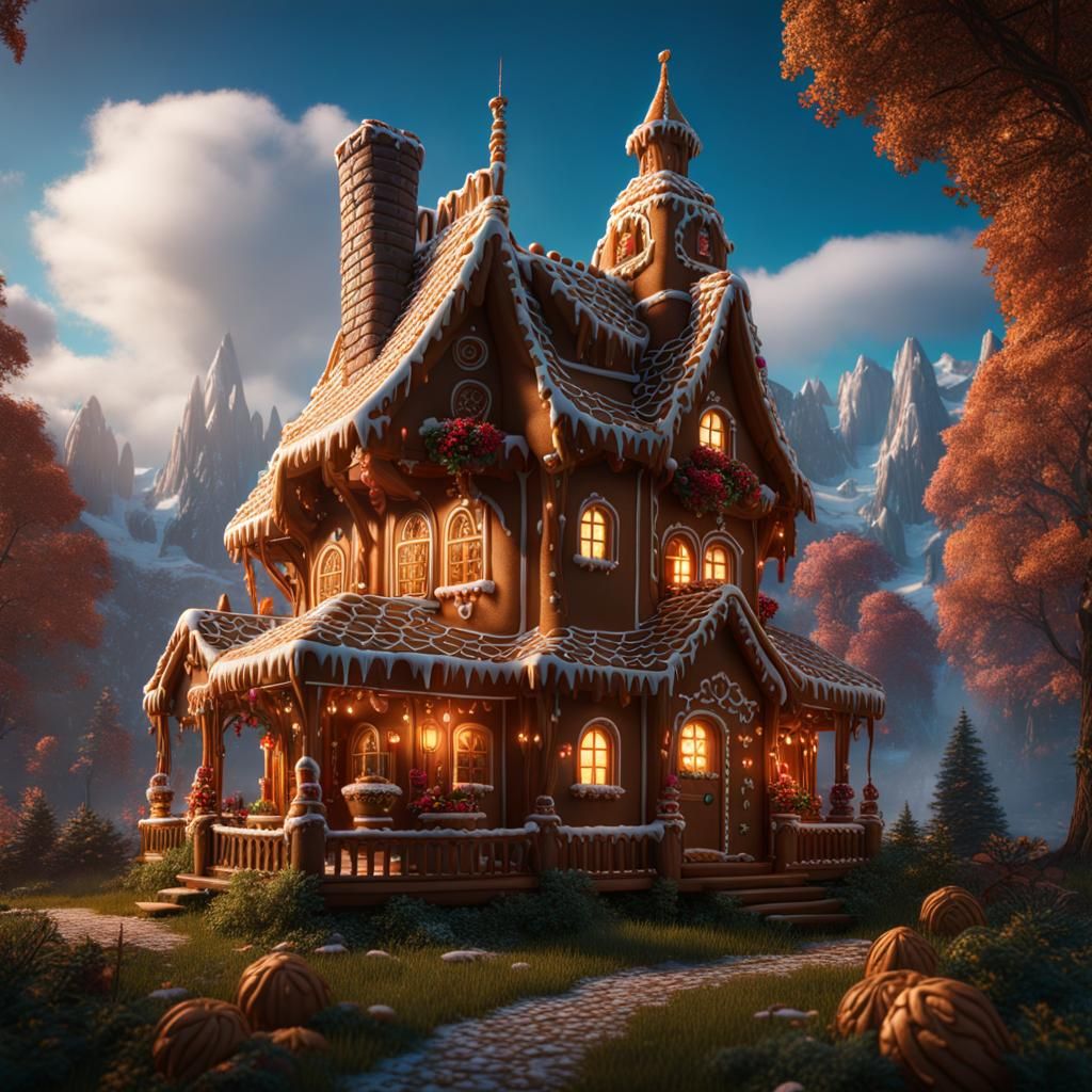 Fantastical Gingerbread House Concept Art
