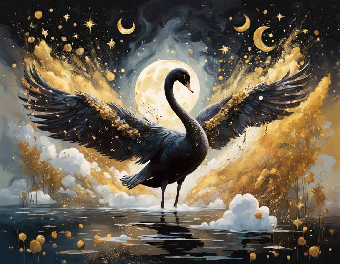 black swan at night
