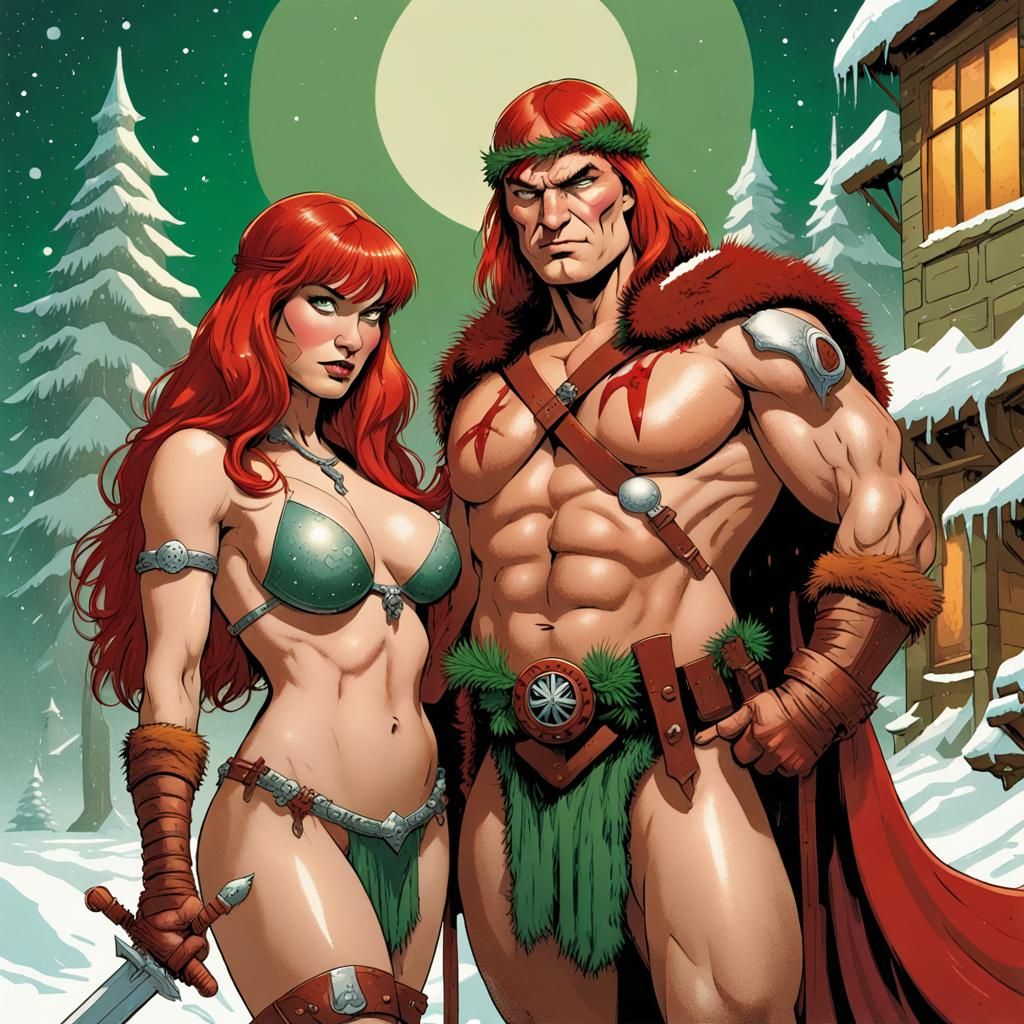 Conan and Red Sonja Christmas Party: Sci-Fi Comic Art