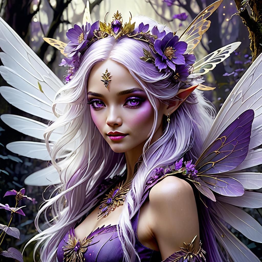 Enchanted Purple Fairy Queen in Forest