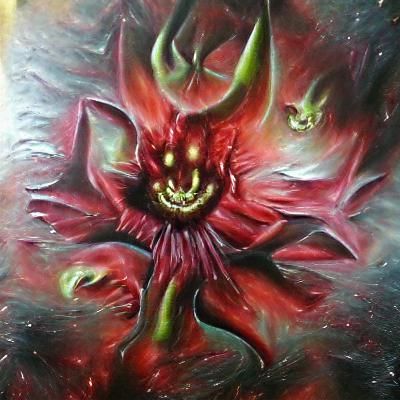 Demonic Flower in Oil Painting