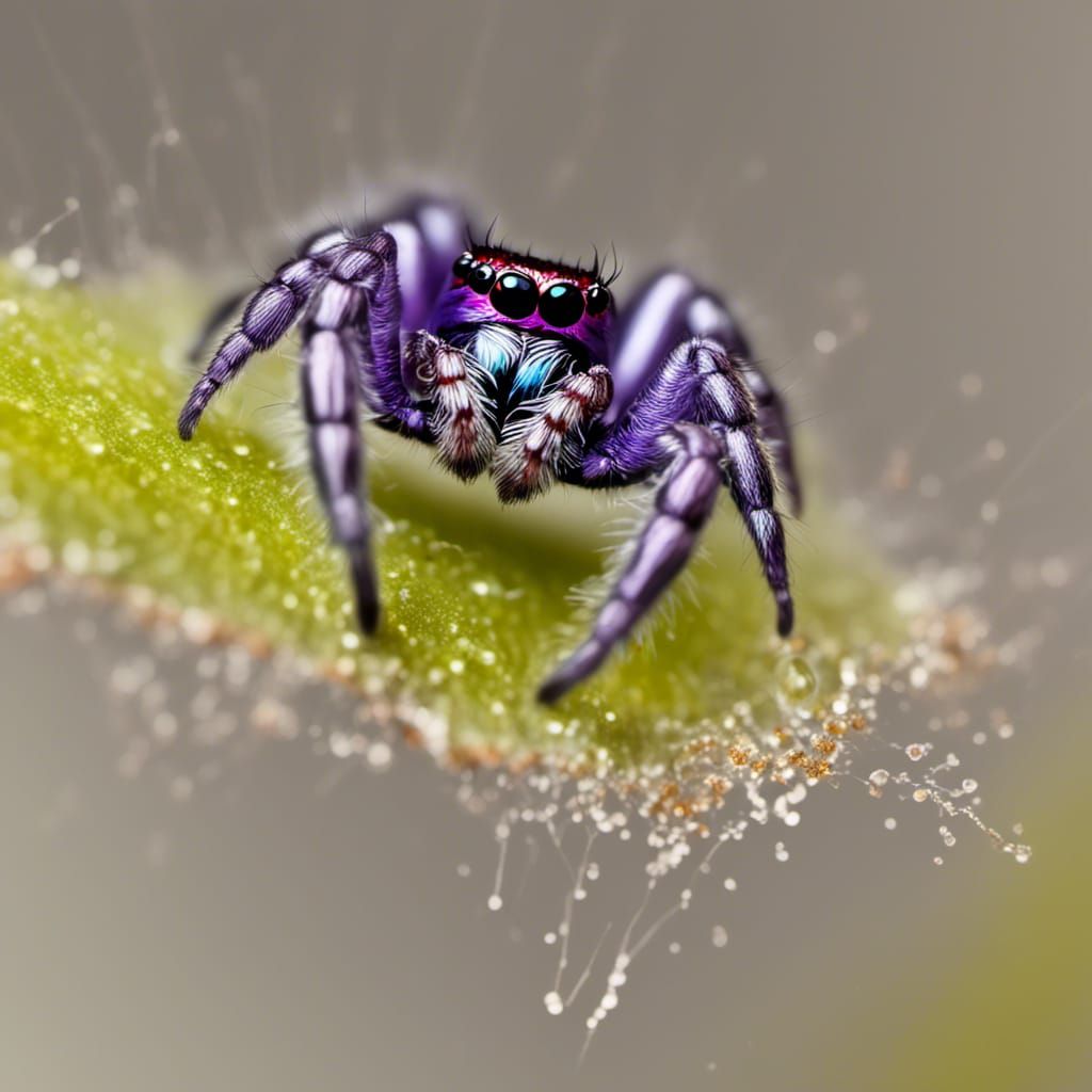 Metallic Purple Jumping Spider in Motion