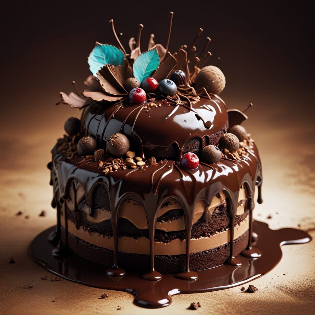 Chocolate Dessert as Digital Splash Art