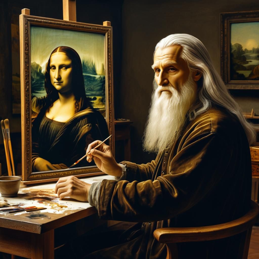 Da Vinci Applies Last Strokes to Mona Lisa