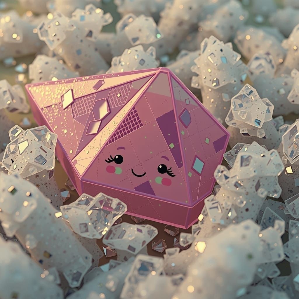 Hyperrealistic CGI of Crumbling Glass Cone in Golden Hour Li...