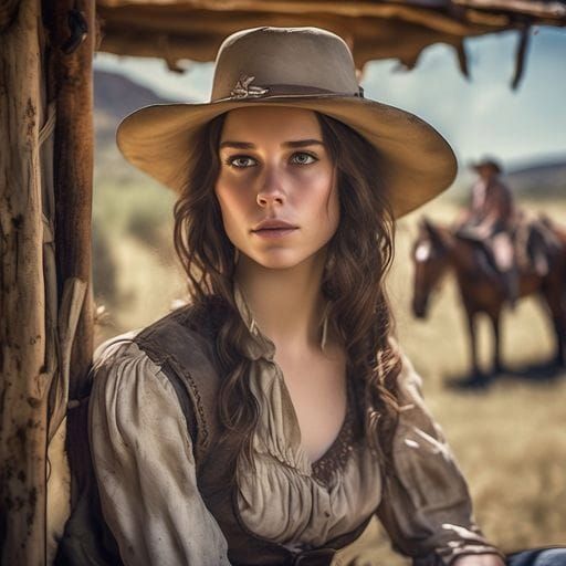 Cowgirl on the Plains in Classic Western Style