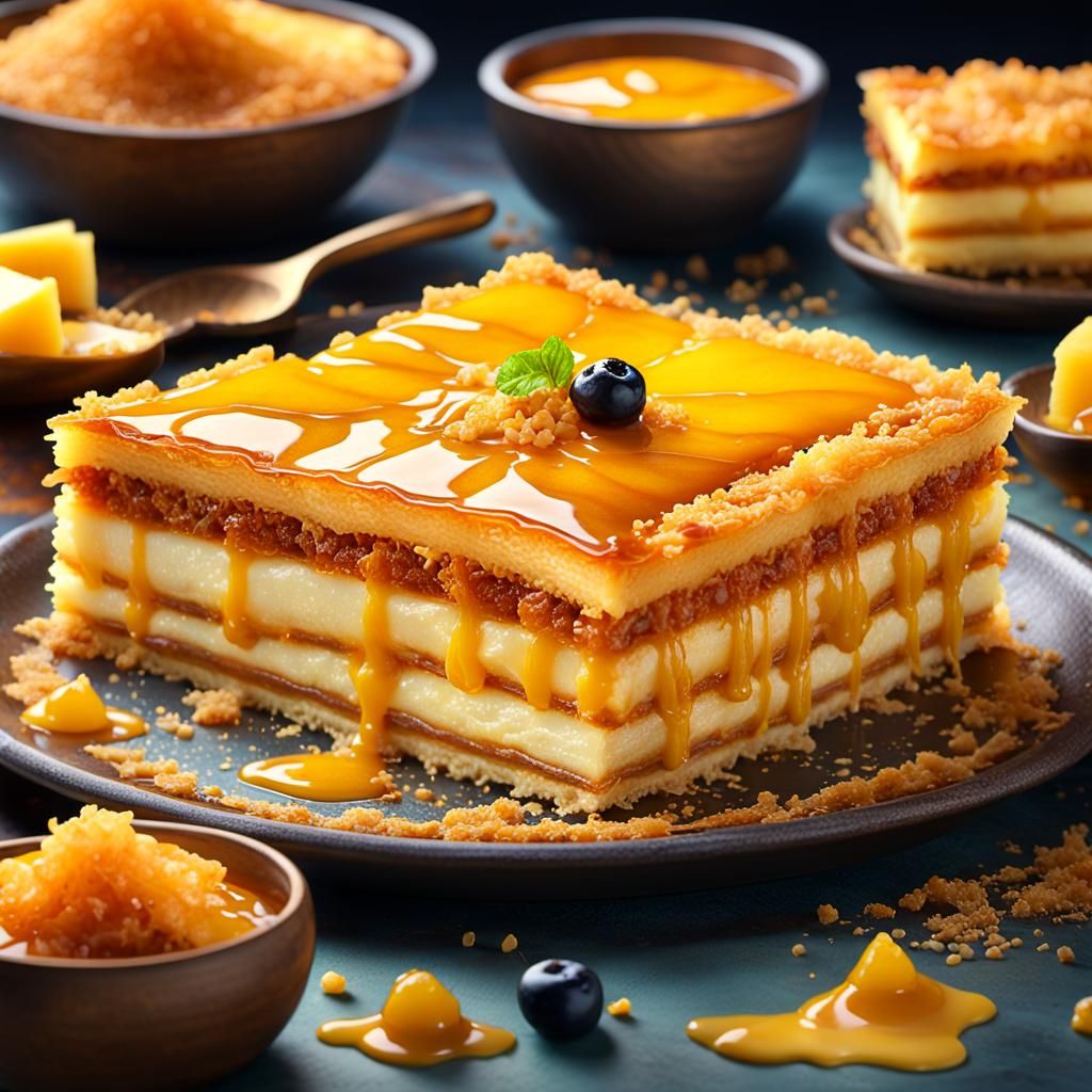 Kunafa Slice with Melted Cheese, 8K Resolution