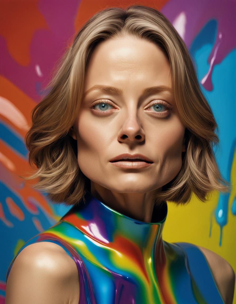 Colorful Latex Fashion Portrait: Hyperrealistic Splash Art
