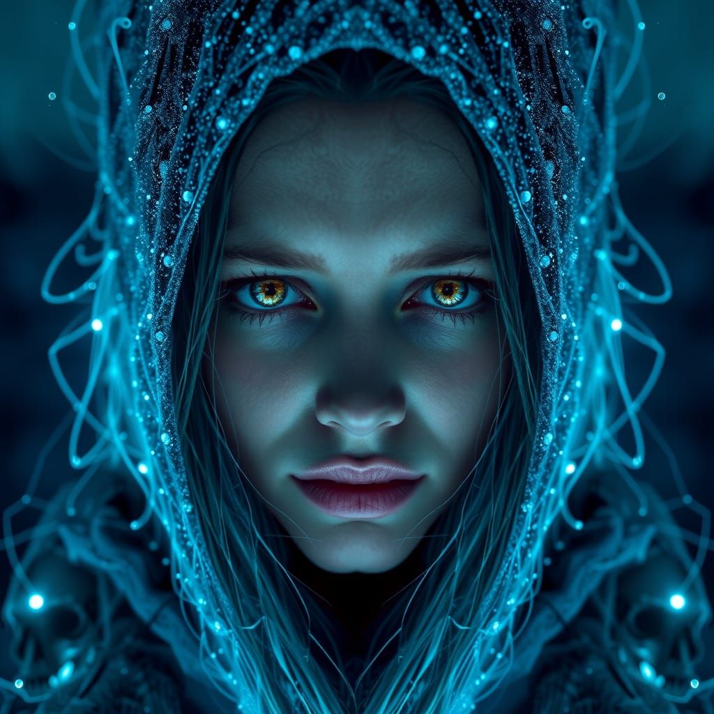 Frozen Necromancer Portrait in Digital Surrealism