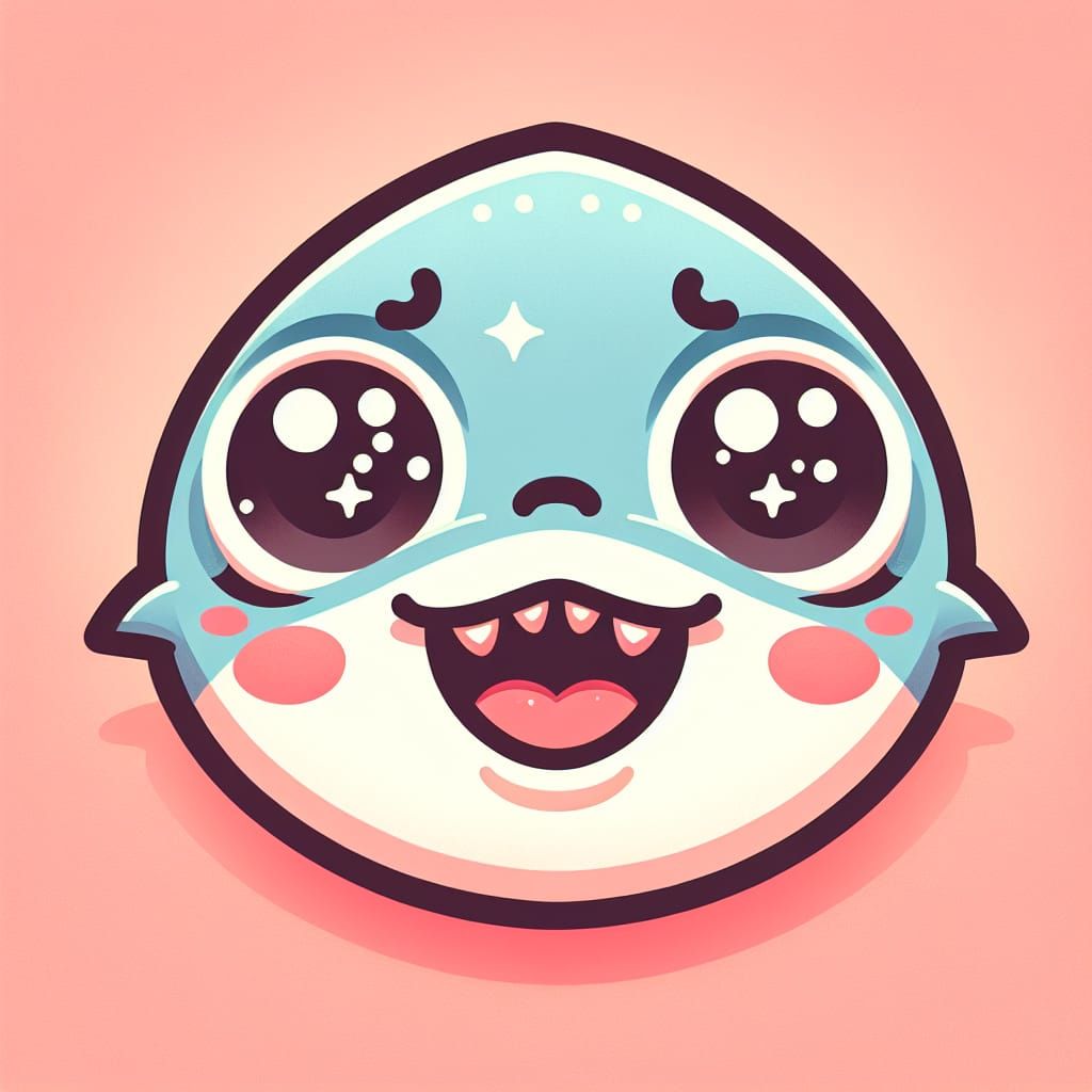 Cute Cartoon Shark with Expressive Eyes in Pastel Colors