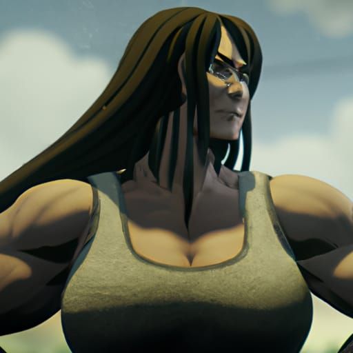 Muscular Anime Mother in Studio Ghibli Style