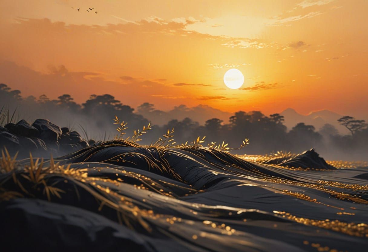 Geisha in Moonlit Garden Oil Painting