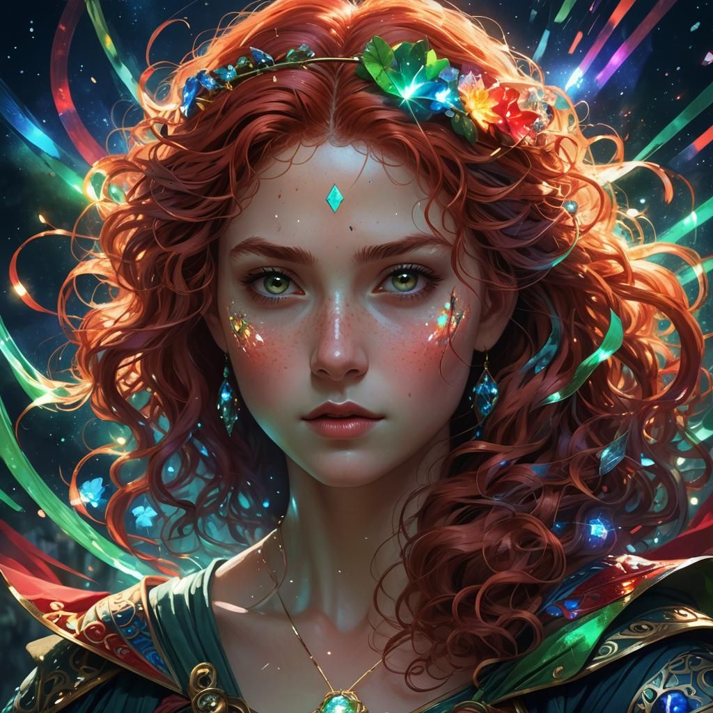 Merida Portrait in Nebula Night, Digital Illustration