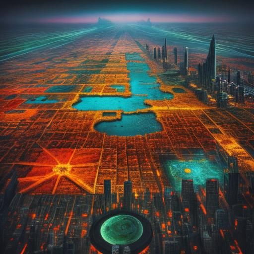 Colorful Close-Up of a Fantasy Cityscape