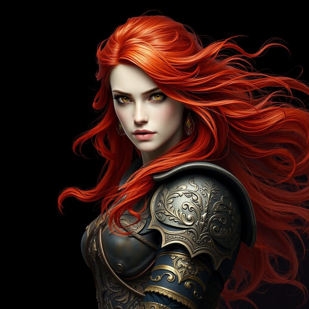 Sicilian Goddess in Greek Armor, Watercolour Acrylic Fantasy...