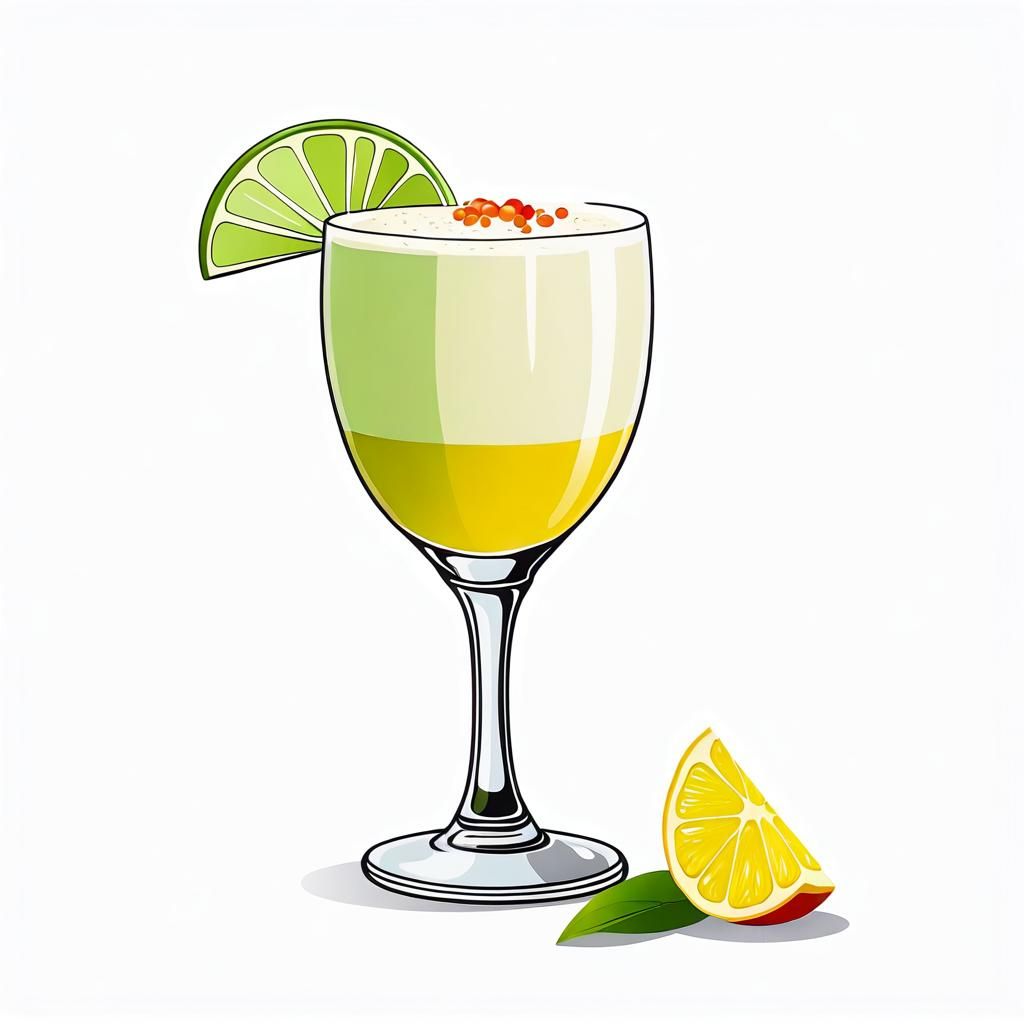 Pisco Sour Cocktail Clipart in Wine Glass Style
