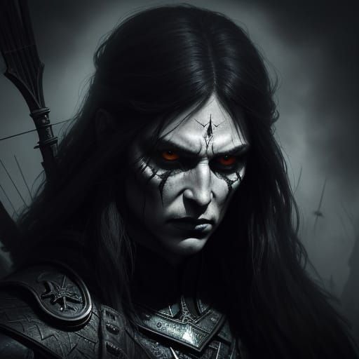 Dark Fantasy Archer in Ominous Glow