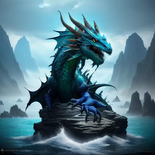 Detailed Sea Dragon in Fantasy Concept Art
