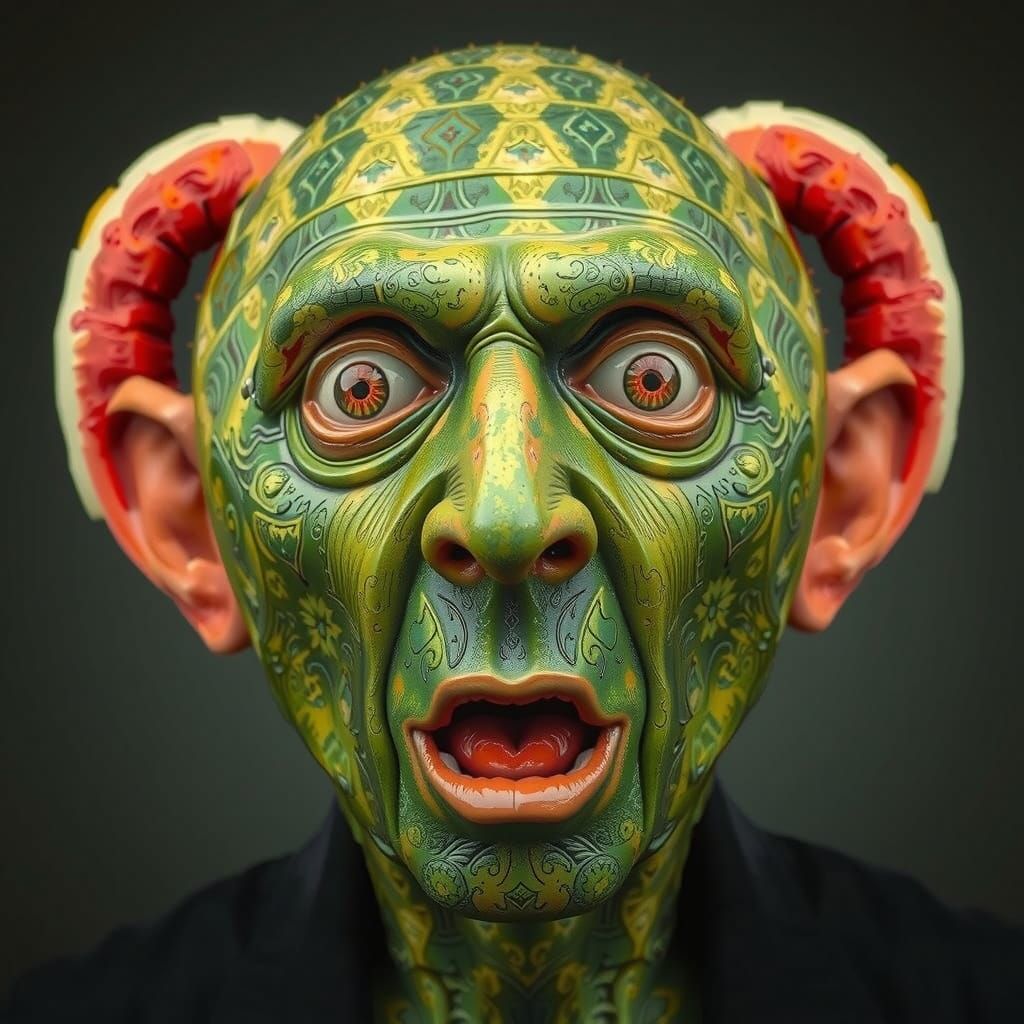 Pineapple-Faced Man in Vibrant Summer Setting