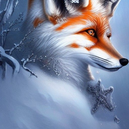 Armored Fox in Snowy Landscape: Digital Art