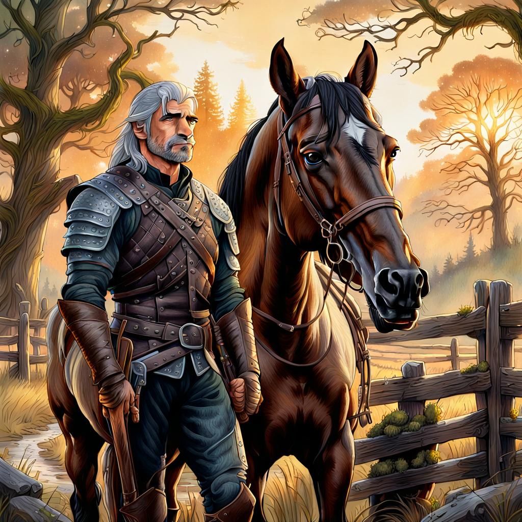 Geralt and Roach: Color Pencil Fantasy Illustration