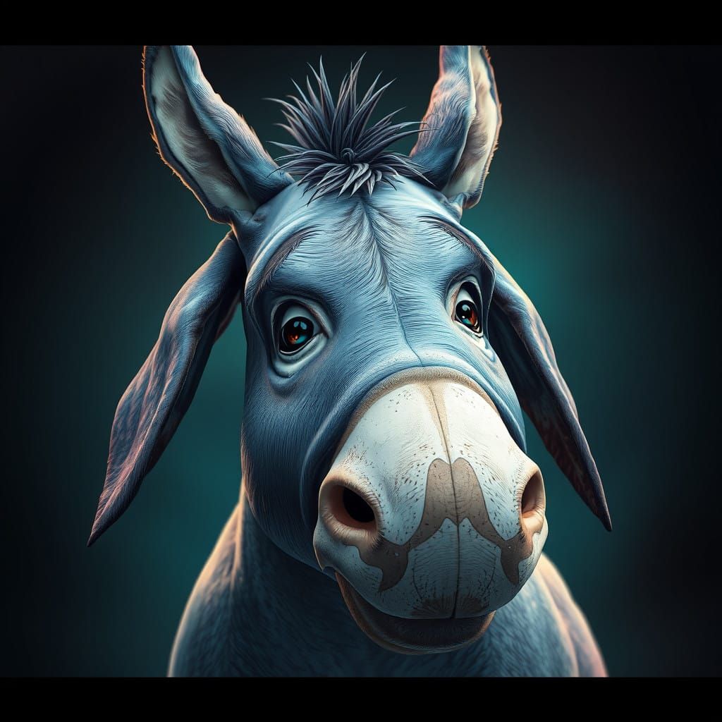 Whimsical Portrait of a Lovable Donkey in Art Nouveau Style