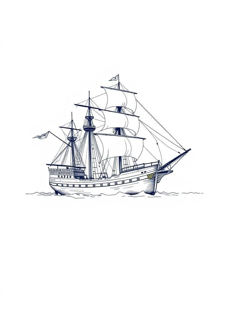 Magellan's Concepción: A Vintage Minimalist Drawing